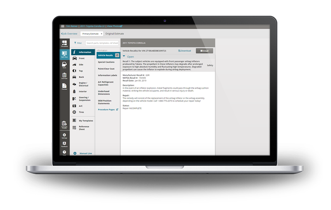 MCE Integration with Toyota Recall Screen