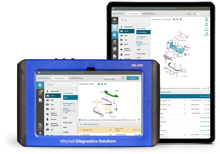 Mitchell Cloud Estimating tablet and MD-500 device