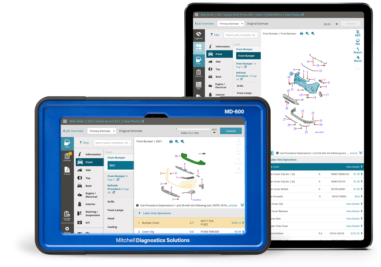 Mitchell Cloud Estimating tablet and MD-600 device