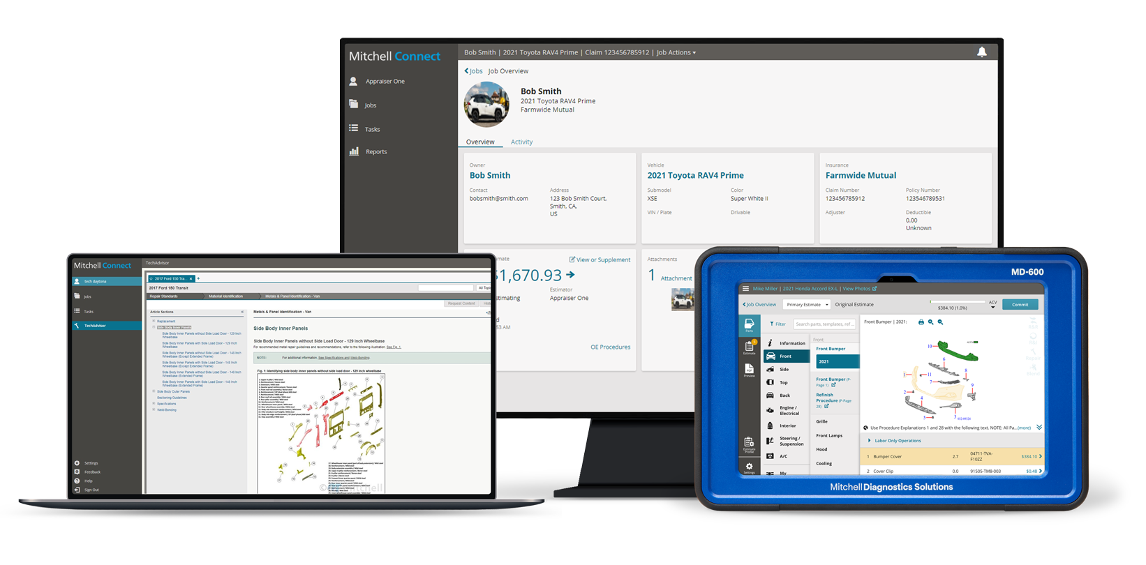 Mitchell Cloud Estimating Desktop TechAdvisor Laptop and MD-600 device