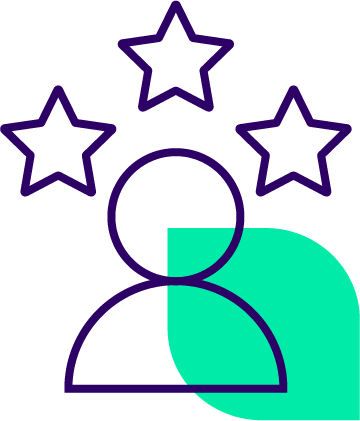 Graphic of person with stars above their head