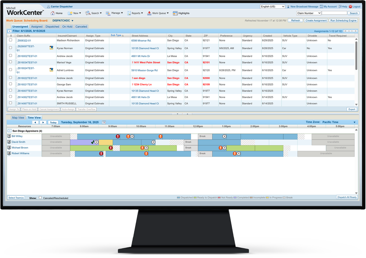 Mitchell WorkCenter's dispatch 