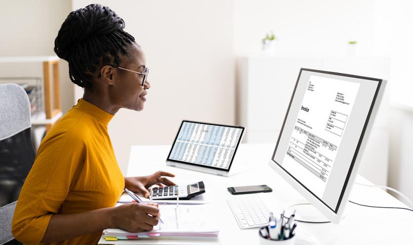 Woman working on her PC